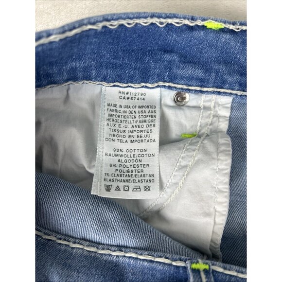 True Religion Jeans Womens 28 Blue Cora Mid Rise Straight Faded Whiskered USA - Picture 12 of 14